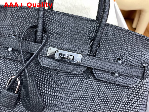 Hermes Birkin 25 in Black Lizard Leather Replica