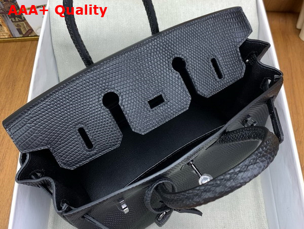 Hermes Birkin 25 in Black Lizard Leather Replica
