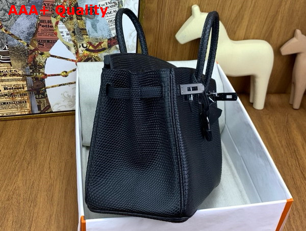 Hermes Birkin 25 in Black Lizard Leather Replica