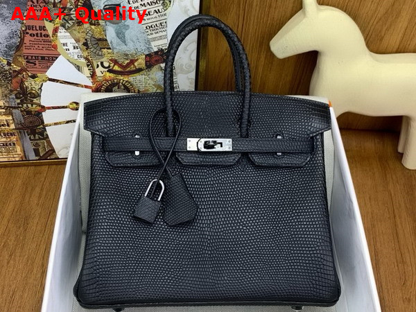 Hermes Birkin 25 in Black Lizard Leather Replica