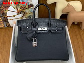 Hermes Birkin 25 in Black Togo Calfskin and Alligator Replica