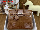 Hermes Birkin 25 in Brown Shiny Alligator Leather Replica