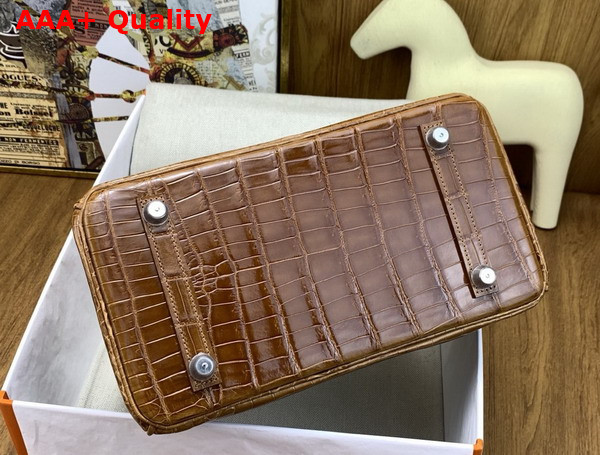 Hermes Birkin 25 in Brown Shiny Alligator Leather Replica