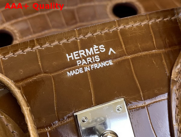 Hermes Birkin 25 in Brown Shiny Alligator Leather Replica