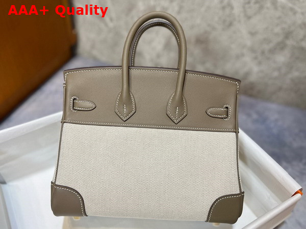 Hermes Birkin 25 in Canvas and Gray Swift Calfskin Replica