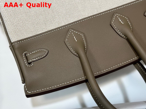 Hermes Birkin 25 in Canvas and Gray Swift Calfskin Replica