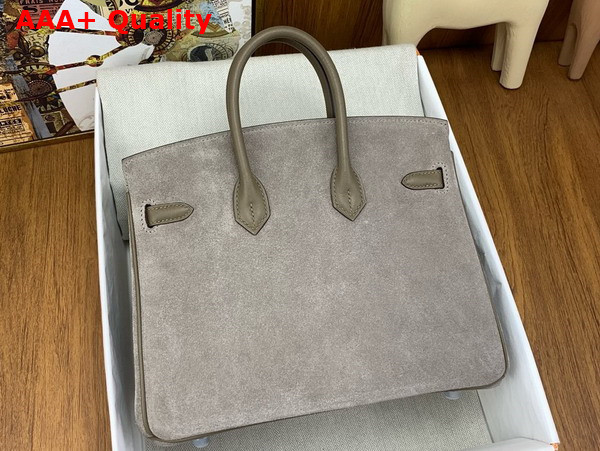 Hermes Birkin 25 in Elephant Suede and Swift Calfskin Replica