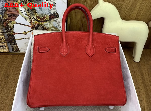 Hermes Birkin 25 in Rouge Red Doblis Suede Replica