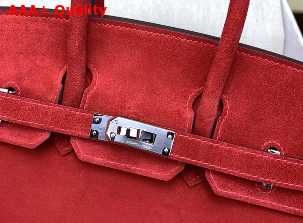 Hermes Birkin 25 in Rouge Red Doblis Suede Replica