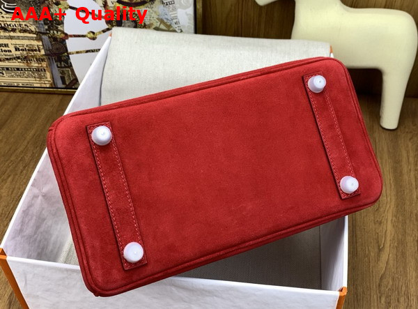 Hermes Birkin 25 in Rouge Red Doblis Suede Replica