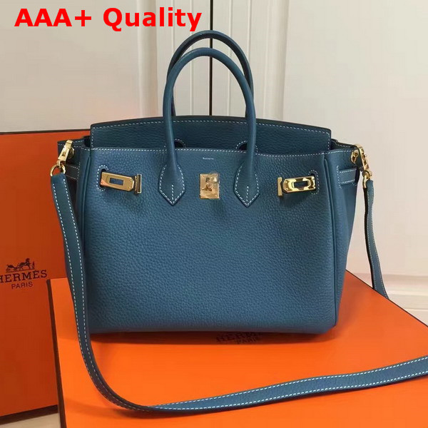 Hermes Birkin 25 with Shoulder Strap Blue Togo Leather Replica