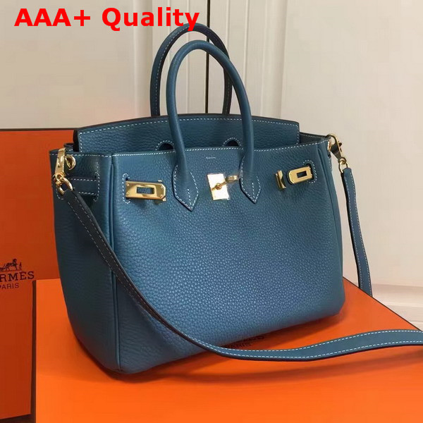 Hermes Birkin 25 with Shoulder Strap Blue Togo Leather Replica