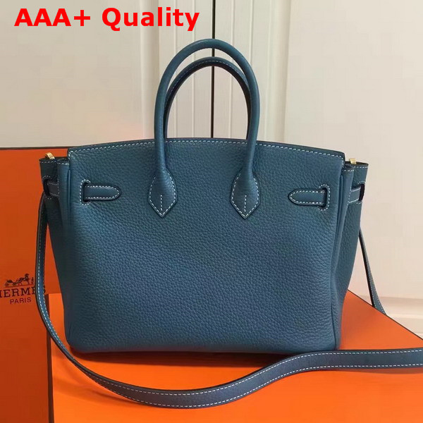 Hermes Birkin 25 with Shoulder Strap Blue Togo Leather Replica