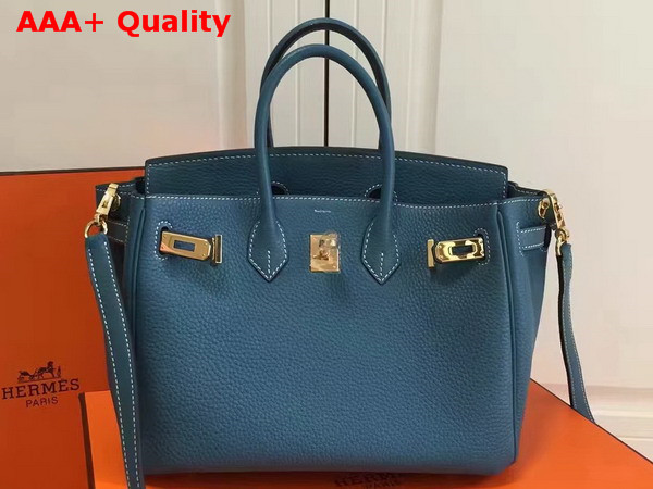 Hermes Birkin 25 with Shoulder Strap Blue Togo Leather Replica