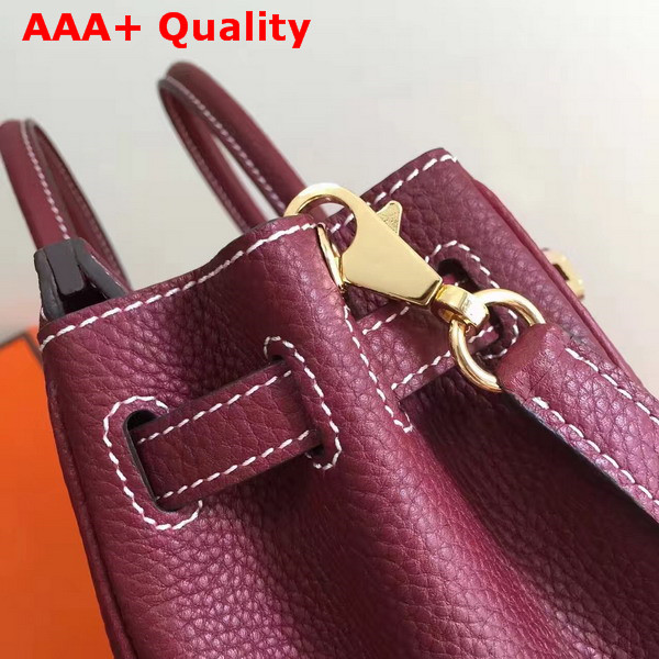 Hermes Birkin 25 with Shoulder Strap Burgundy Togo Leather Replica