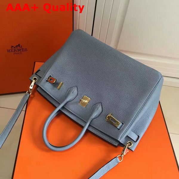 Hermes Birkin 25 with Shoulder Strap Light Blue Togo Leather Replica