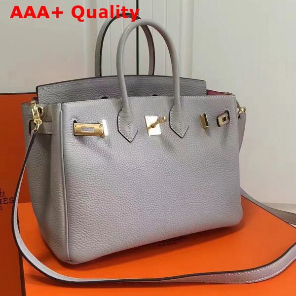 Hermes Birkin 25 with Shoulder Strap Light Grey Togo Leather Replica