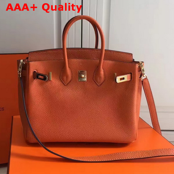 Hermes Birkin 25 with Shoulder Strap Orange Togo Leather Replica