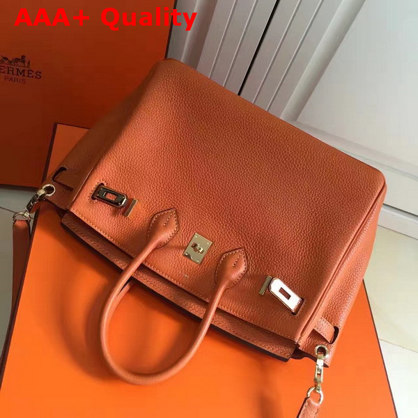 Hermes Birkin 25 with Shoulder Strap Orange Togo Leather Replica