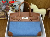 Hermes Birkin 30 Bag in Blue Denim and Gold Swift Calfskin Replica