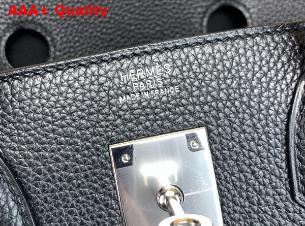 Hermes Birkin 30 Bag in Blue Denim and Noir Togo Calfskin Replica