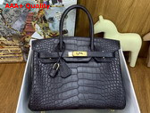 Hermes Birkin 30 Bag in Ebene Matte Alligator Leather Replica
