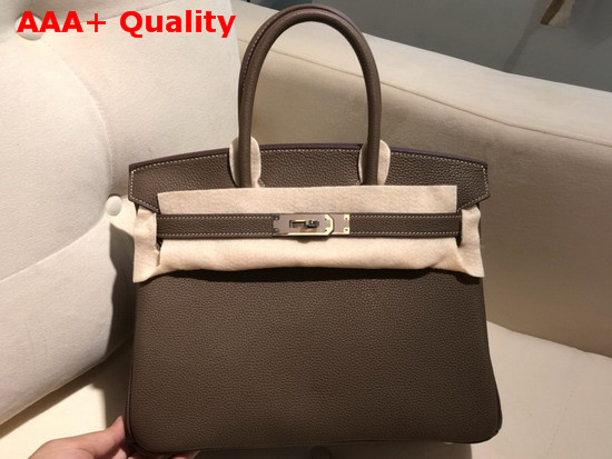 Hermes Birkin 30 Bag in Taupe Togo Calfskin Hand Stitching Replica