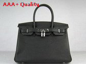 Hermes Birkin 30 Black Leather Silver Lock Replica