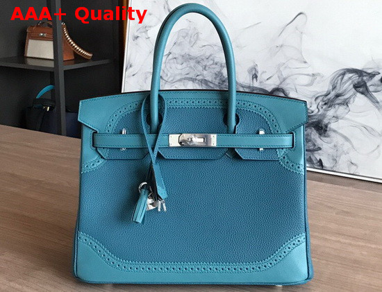 Hermes Birkin 30 Blue Togo Calfskin and Lace Swift Calfskin Replica