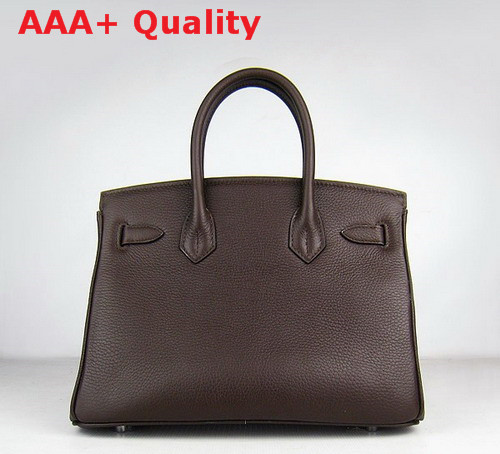 Hermes Birkin 30 Dark Coffee Leather Silver Hardware Replica