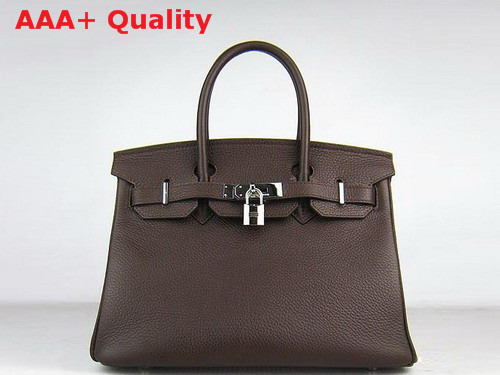 Hermes Birkin 30 Dark Coffee Leather Silver Hardware Replica