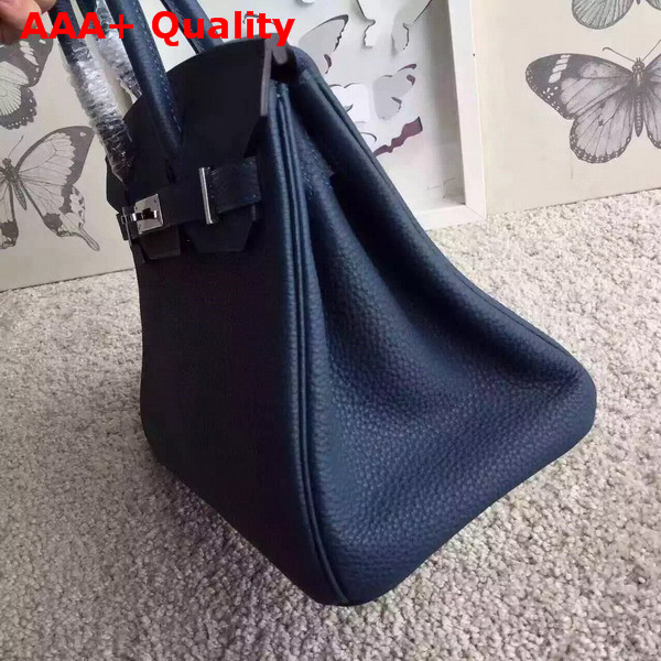 Hermes Birkin 30 Navy Togo Leather Silver Lock Replica