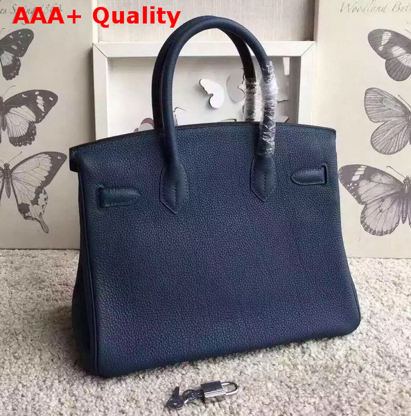 Hermes Birkin 30 Navy Togo Leather Silver Lock Replica