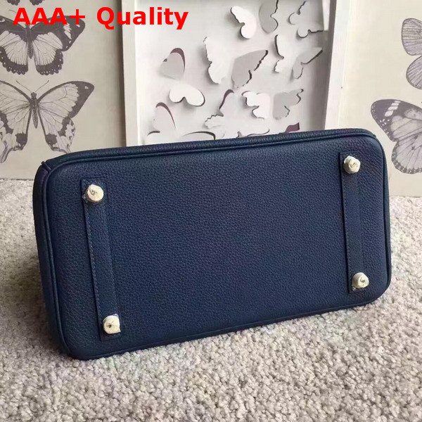 Hermes Birkin 30 Navy Togo Leather Silver Lock Replica