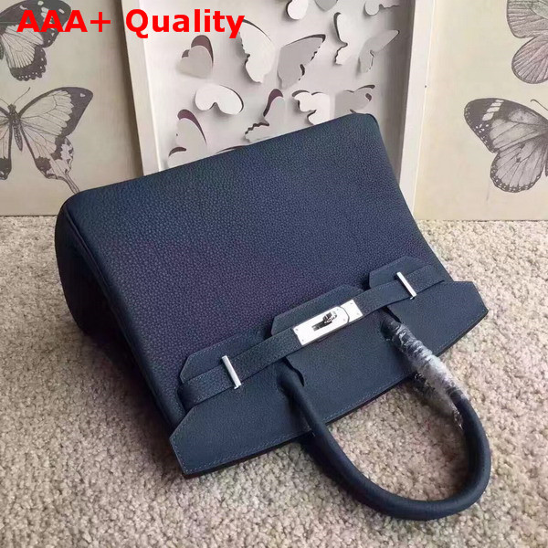 Hermes Birkin 30 Navy Togo Leather Silver Lock Replica