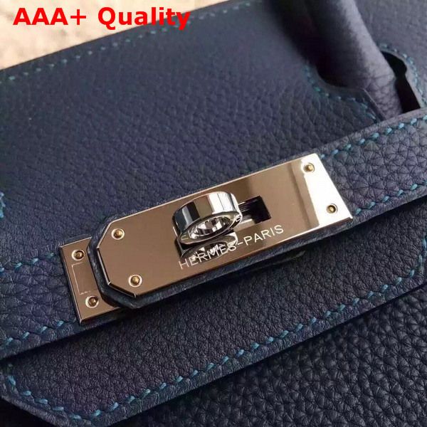 Hermes Birkin 30 Navy Togo Leather Silver Lock Replica