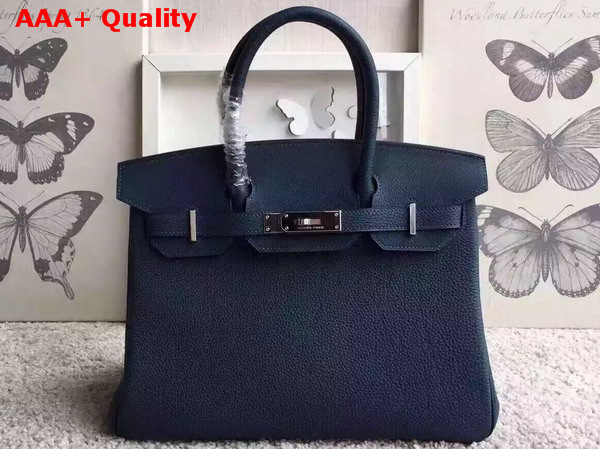 Hermes Birkin 30 Navy Togo Leather Silver Lock Replica