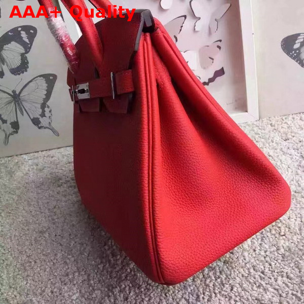 Hermes Birkin 30 Red Togo Leather with Silver Lock Replica