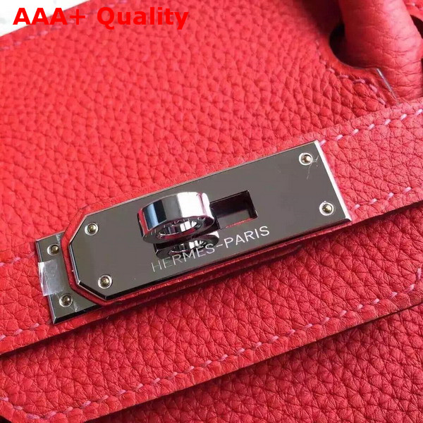 Hermes Birkin 30 Red Togo Leather with Silver Lock Replica