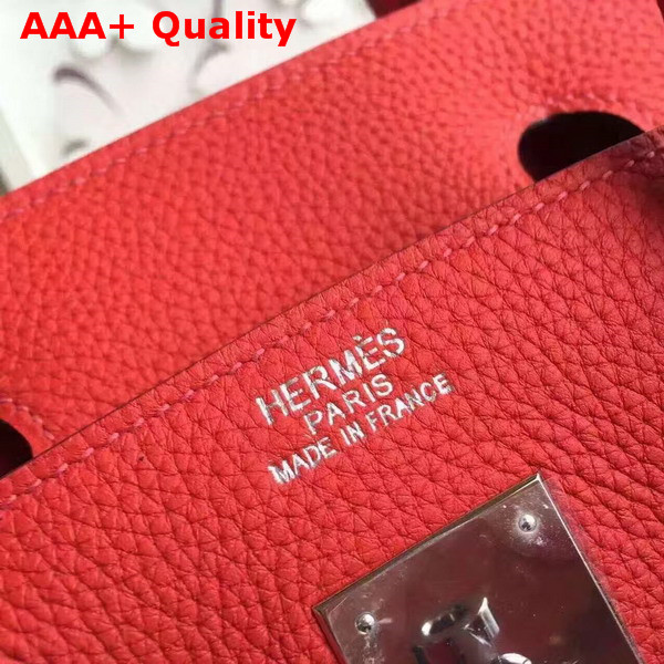 Hermes Birkin 30 Red Togo Leather with Silver Lock Replica