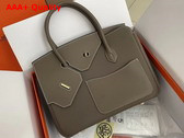 Hermes Birkin 30 Sellier en Desordre Elephant Grey Togo and Swift Calfskin Palladium Hardware Replica