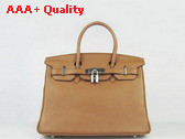 Hermes Birkin 30 Tan Leather Silver Hardware Replica