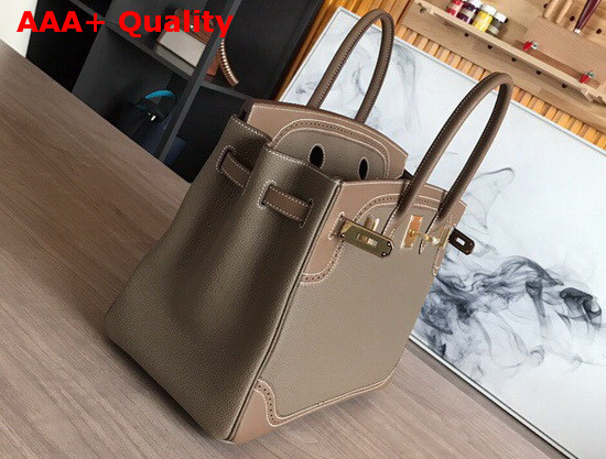 Hermes Birkin 30 Taupe Togo Calfskin and Lace Swift Calfskin Replica