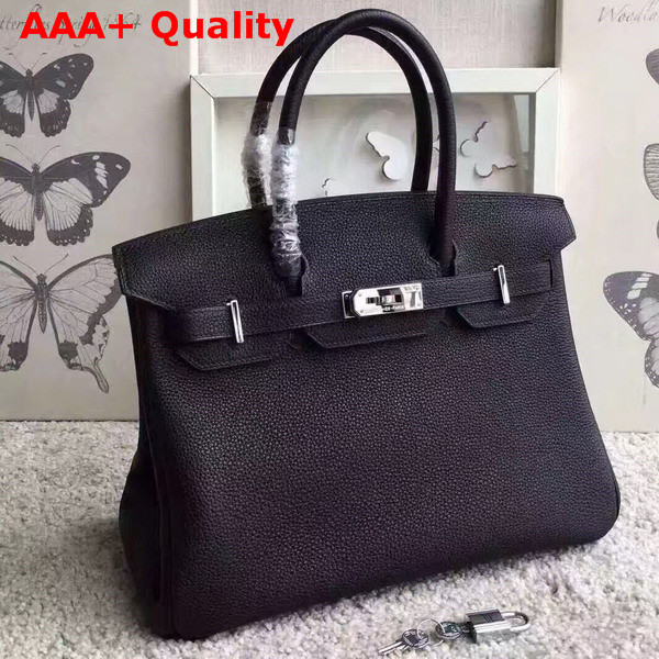 Hermes Birkin 30 in Black Togo Leather with Silver Lock Replica
