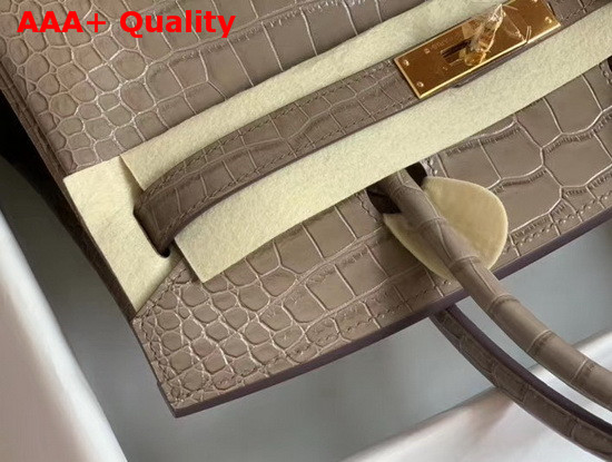 Hermes Birkin 30 in Grey Crocodile Embossed Calfskin Replica