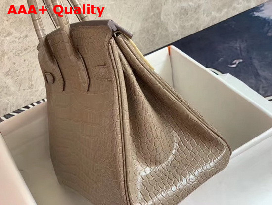 Hermes Birkin 30 in Grey Crocodile Embossed Calfskin Replica