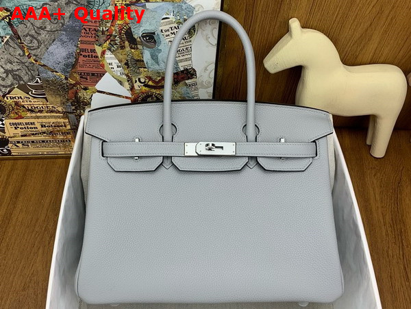 Hermes Birkin 30 in Light Grey Togo Calfskin Replica