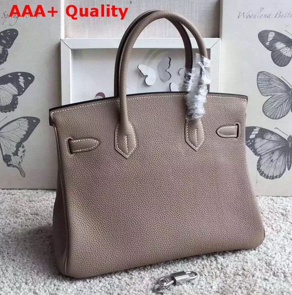 Hermes Birkin 30 in Light Grey Togo Leather with Silver Lock Replica