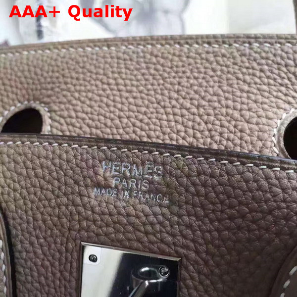 Hermes Birkin 30 in Light Grey Togo Leather with Silver Lock Replica