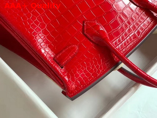 Hermes Birkin 30 in Red Crocodile Embossed Calfskin Replica